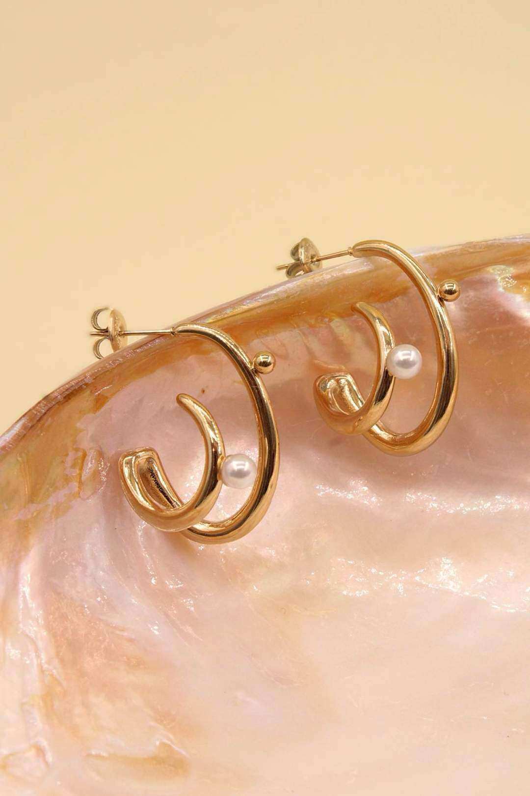 Mayorista MAISON OKAMI - Pendientes de perla de acero inoxidable