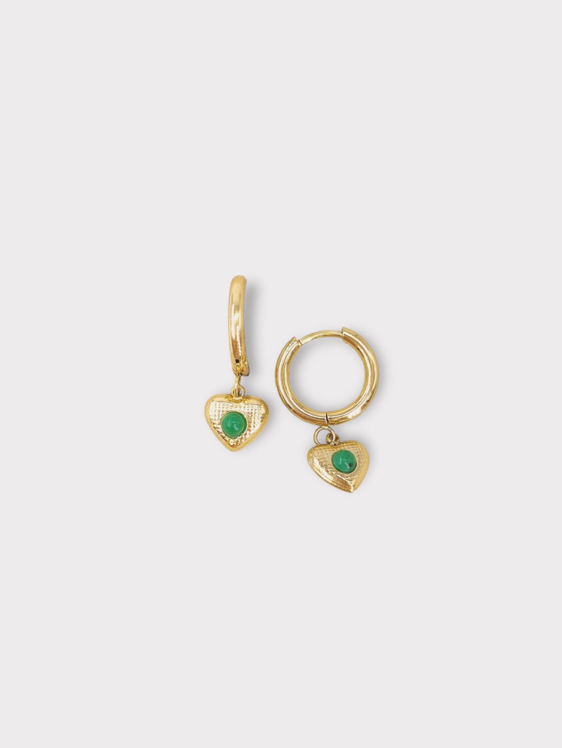 Wholesaler MAISON OKAMI - Stainless steel hoop earrings with a heart pendant