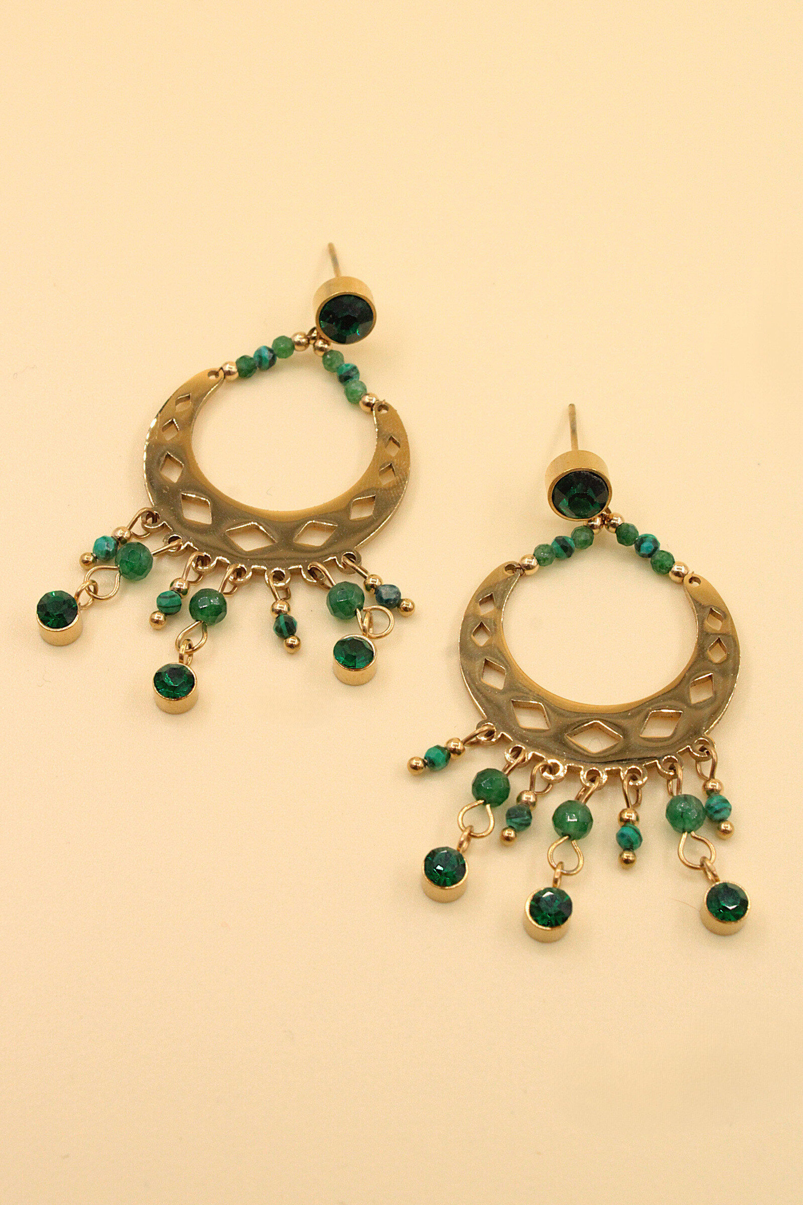 Grossiste MAISON OKAMI - Boucles d'oreilles pendantes en acier inoxydable avec motif perforé