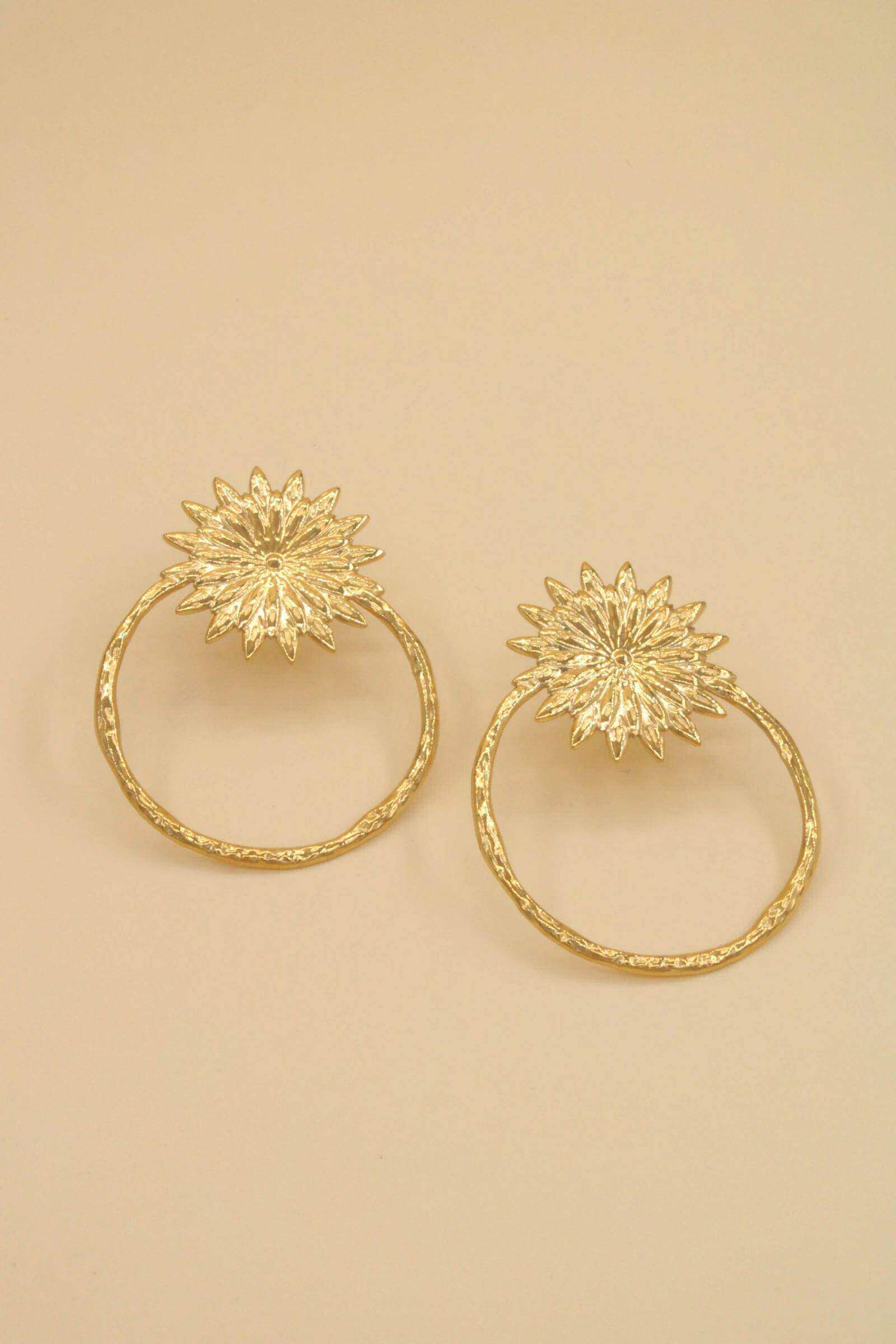 Mayorista MAISON OKAMI - Pendientes de aro floral de acero inoxidable