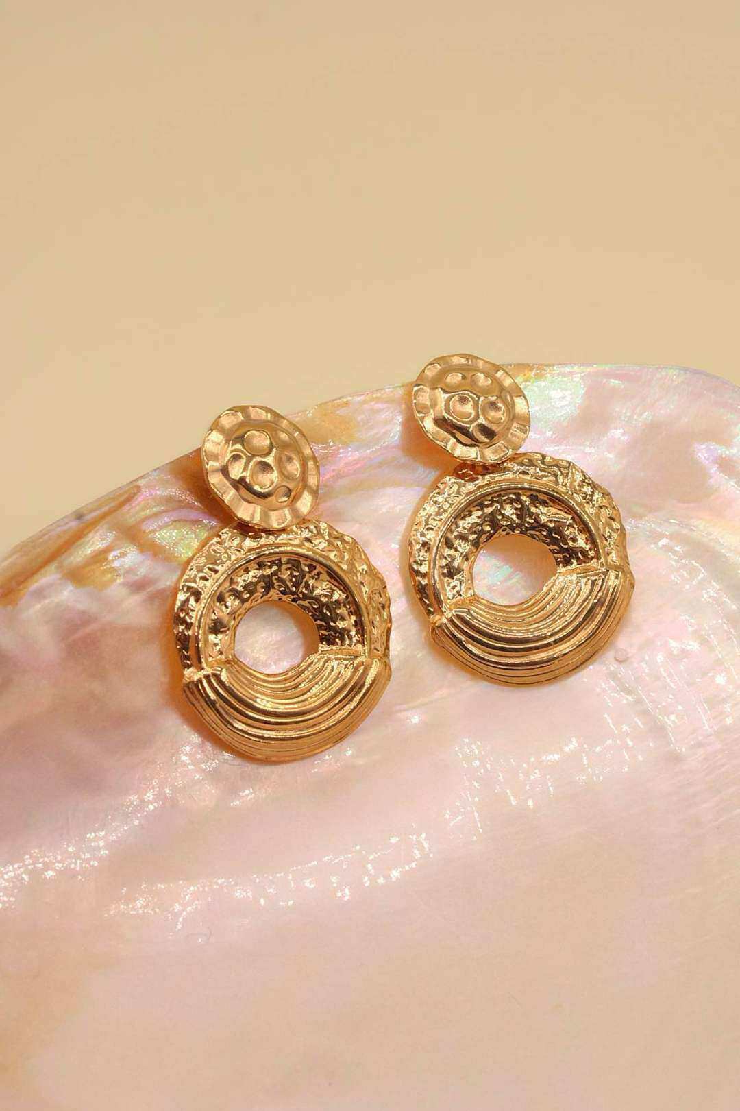 Wholesaler MAISON OKAMI - Textured round stainless steel earrings