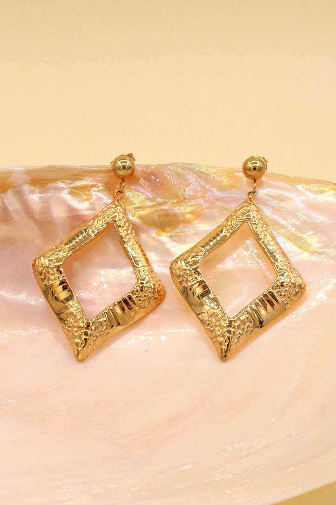 Wholesaler MAISON OKAMI - Stainless steel diamond-shaped drop earrings