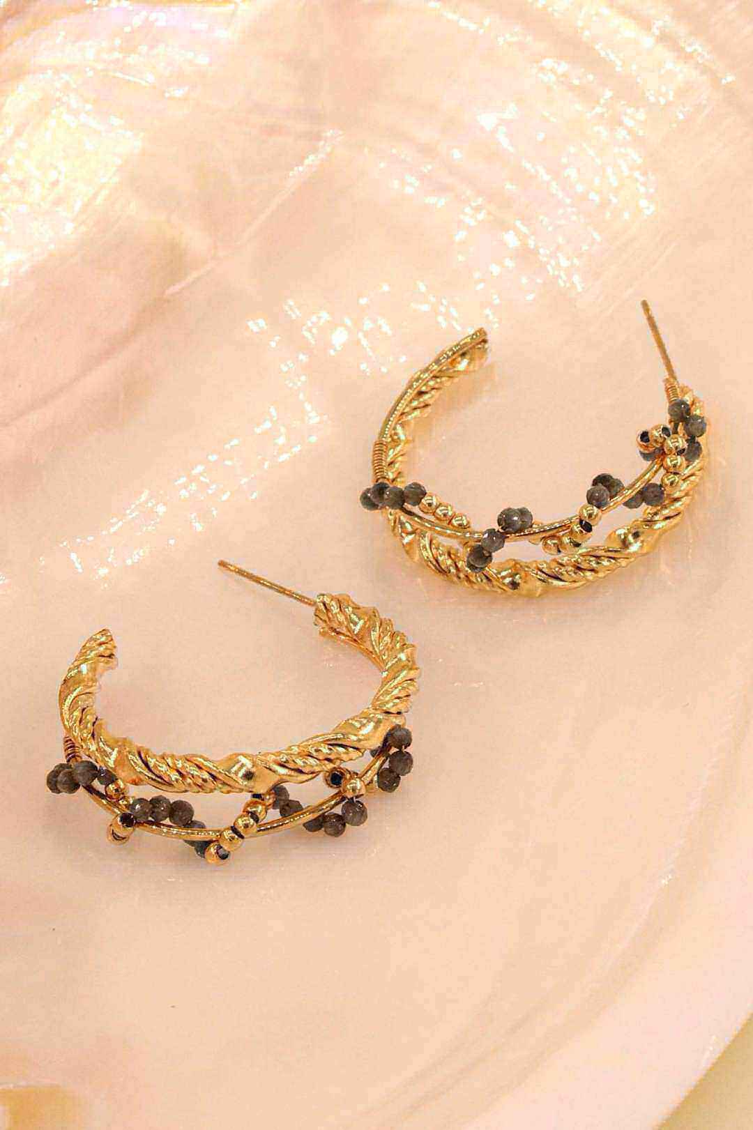 Wholesaler MAISON OKAMI - Twisted hoop earrings with pearls