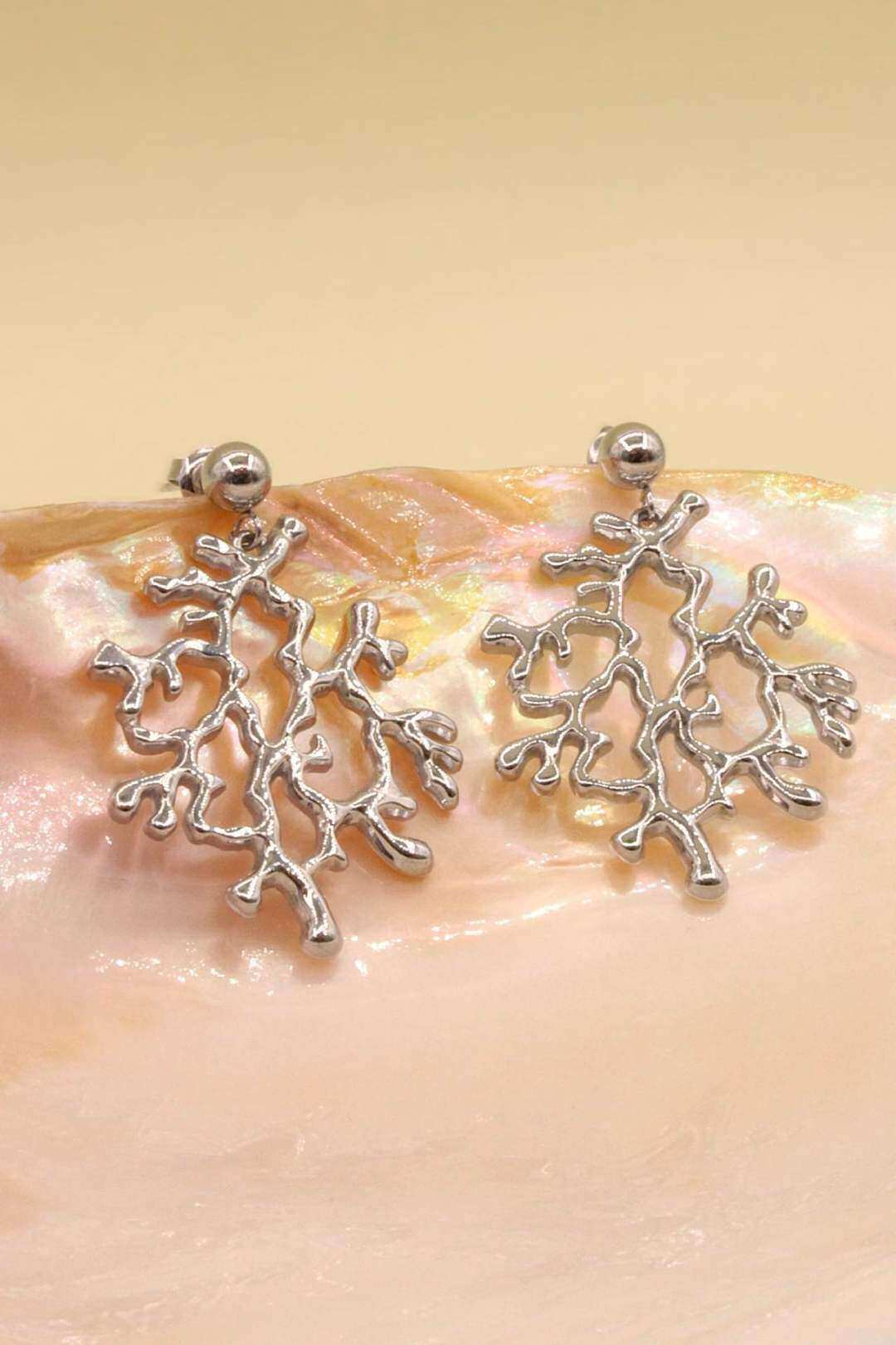 Wholesaler MAISON OKAMI - Stainless steel earrings with coral pattern