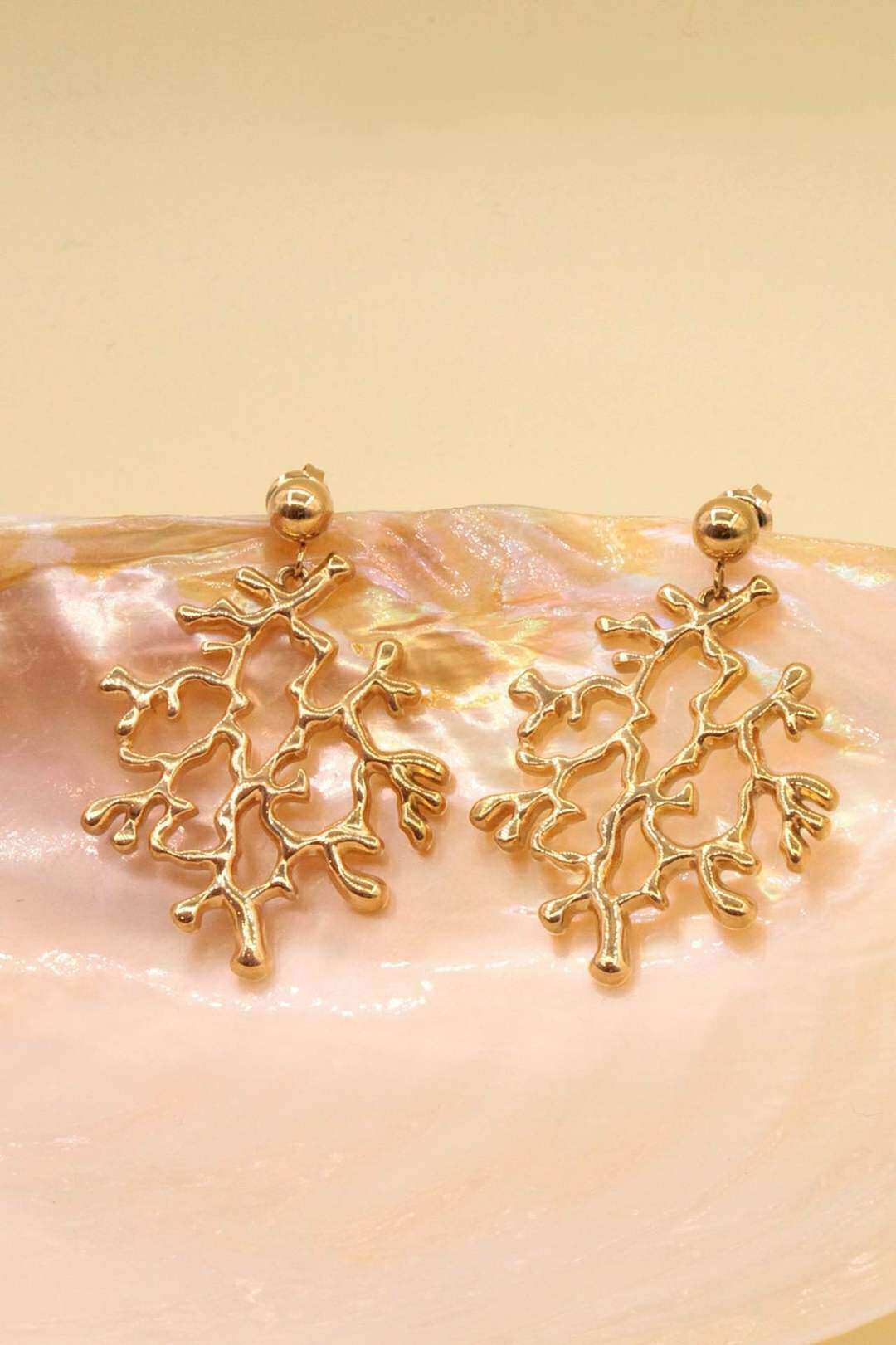 Mayorista MAISON OKAMI - Pendientes de acero inoxidable con diseño de coral