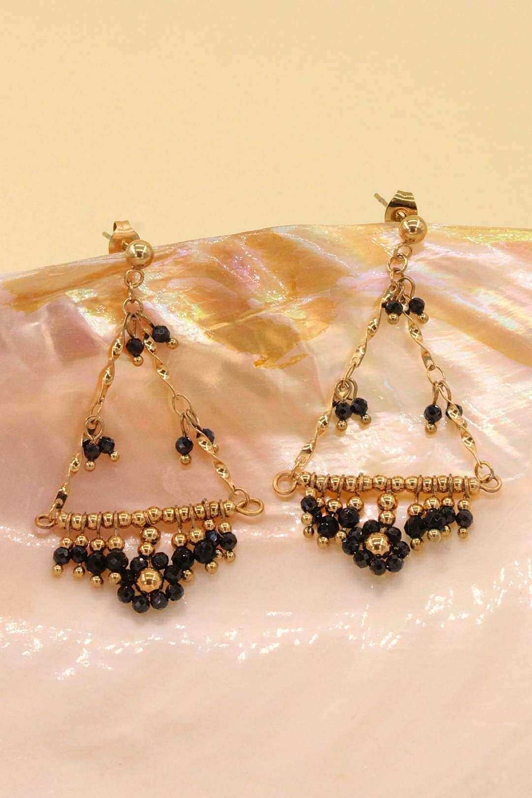 Wholesaler MAISON OKAMI - Stainless steel triangle earring adorned with pearls