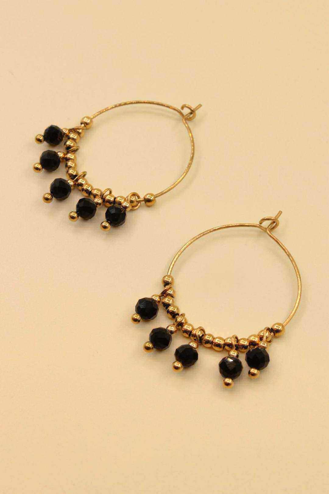 Wholesaler MAISON OKAMI - Stainless steel hoop earrings with faceted beads