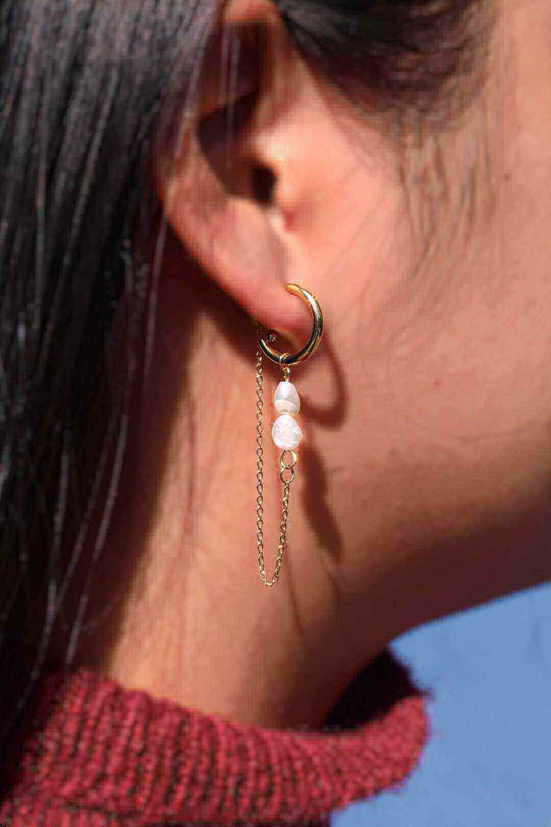 Wholesaler MAISON OKAMI - Stainless steel chain stone earrings