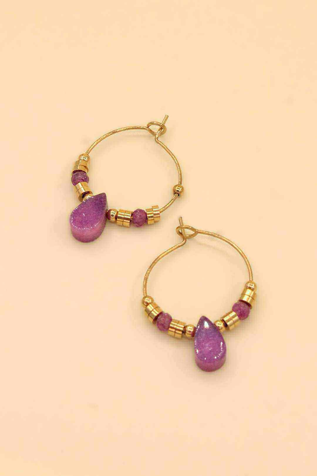 Wholesaler MAISON OKAMI - Teardrop earrings with natural stone