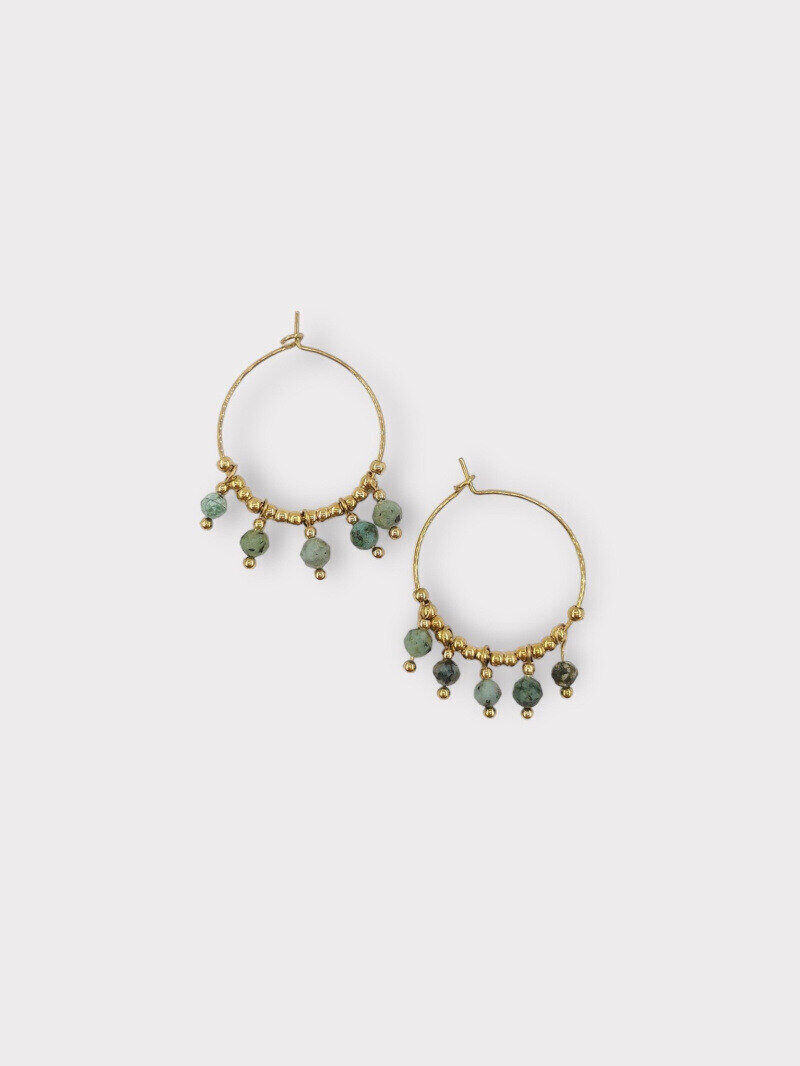Mayorista MAISON OKAMI - Pendientes aros de acero y piedras naturales