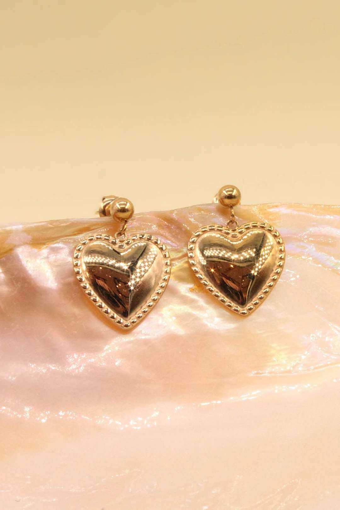 Mayorista MAISON OKAMI - Pendientes de corazón de acero inoxidable