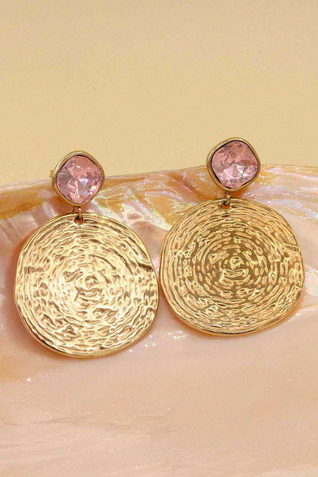 Wholesaler MAISON OKAMI - Textured Disc Stainless Steel Earrings