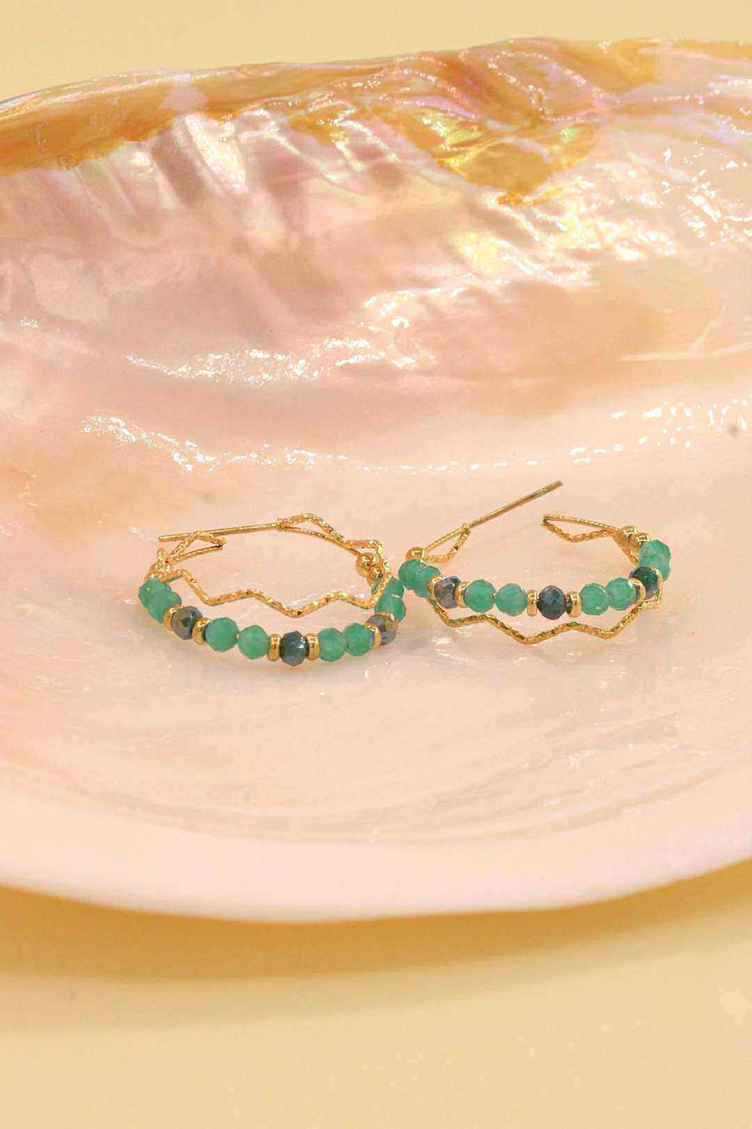 Wholesaler MAISON OKAMI - Stainless steel hoop earrings with natural stones
