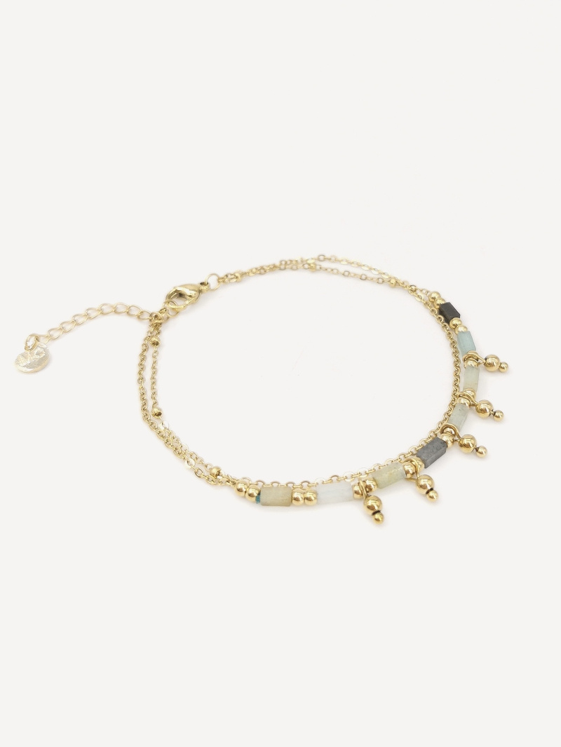 Grossiste MAISON OKAMI - Bracelet chaîne double avec perles décoratives
