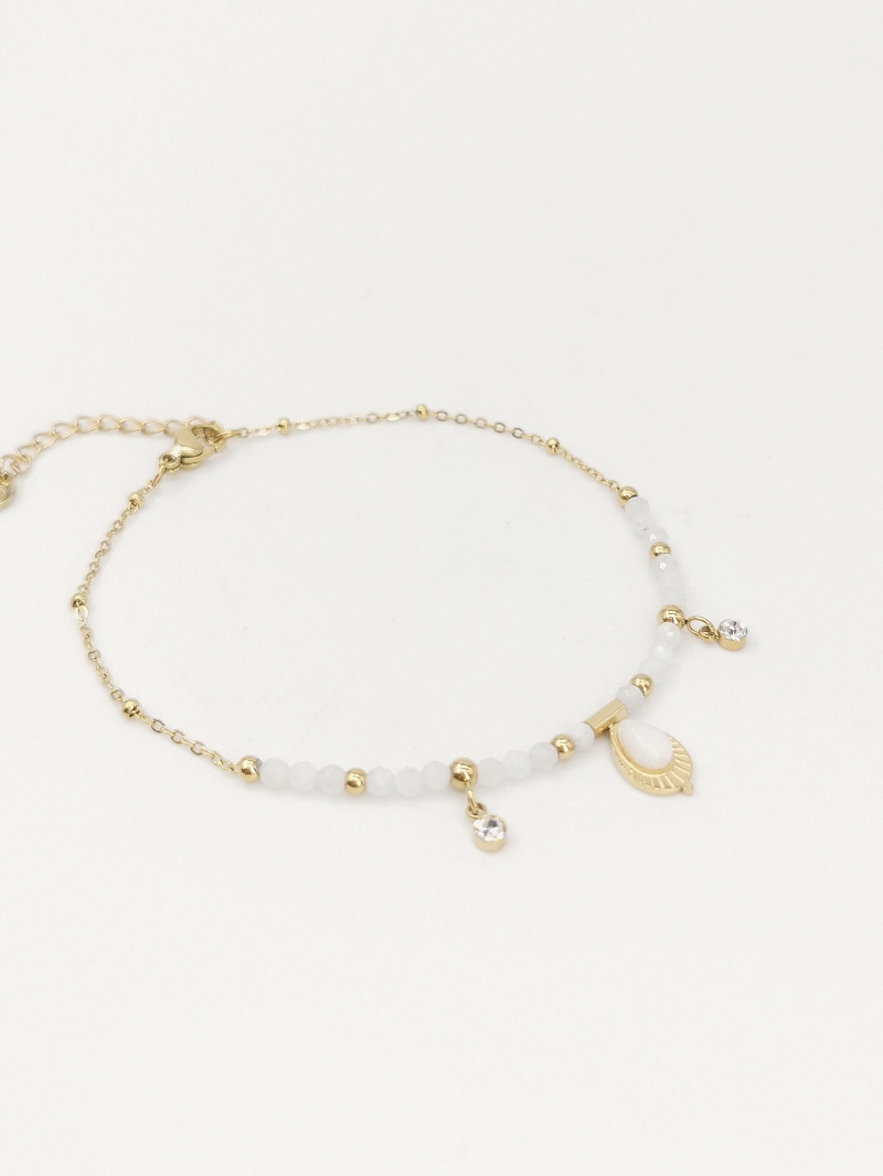 Wholesaler MAISON OKAMI - Stainless steel bracelet - natural stone and zirconium
