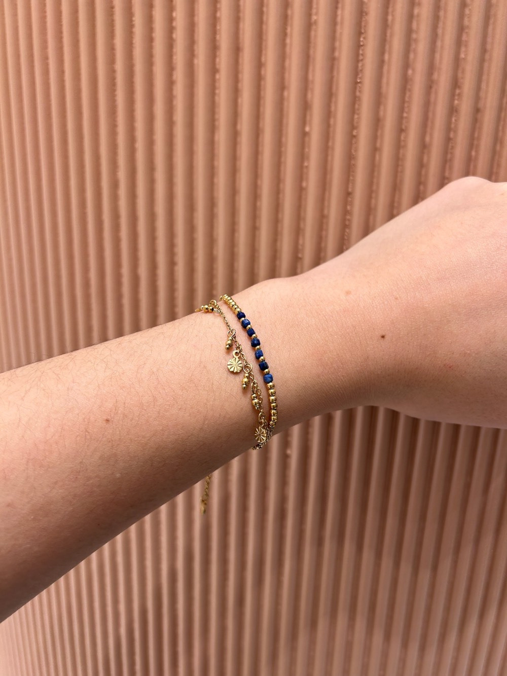 Wholesaler MAISON OKAMI - Double row bracelet with floral charms and pearls