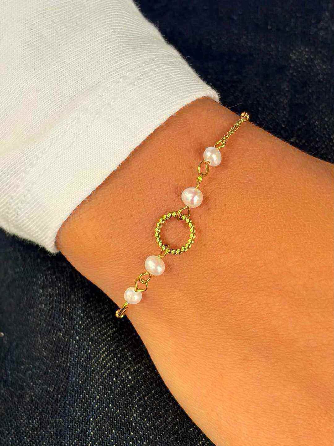 Wholesaler MAISON OKAMI - Stainless Steel Bracelet with Pearls and Delicate Patterns