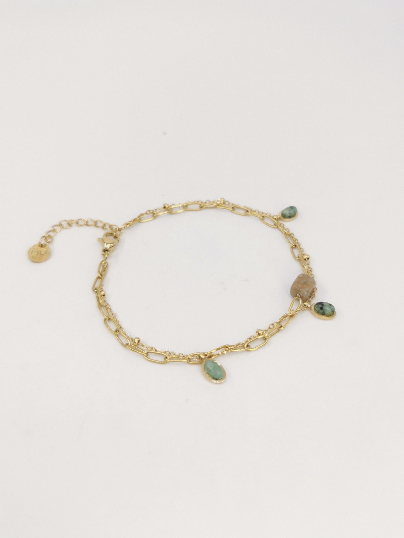 Grossiste MAISON OKAMI - Bracelet Chaîne à Maillons avec Pampilles en Pierres Naturelles