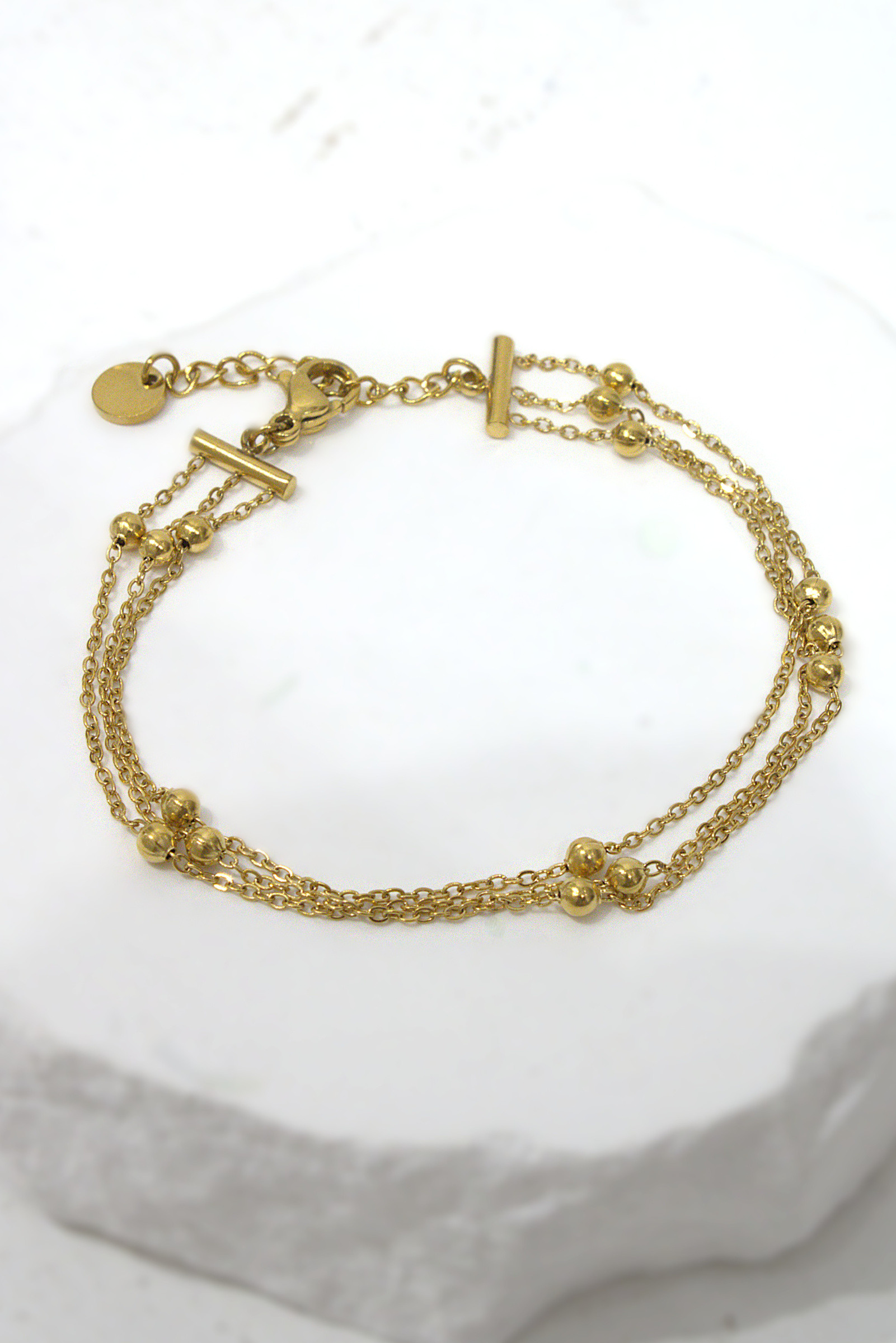 Wholesaler MAISON OKAMI - Triple chain bracelet with silver steel beads