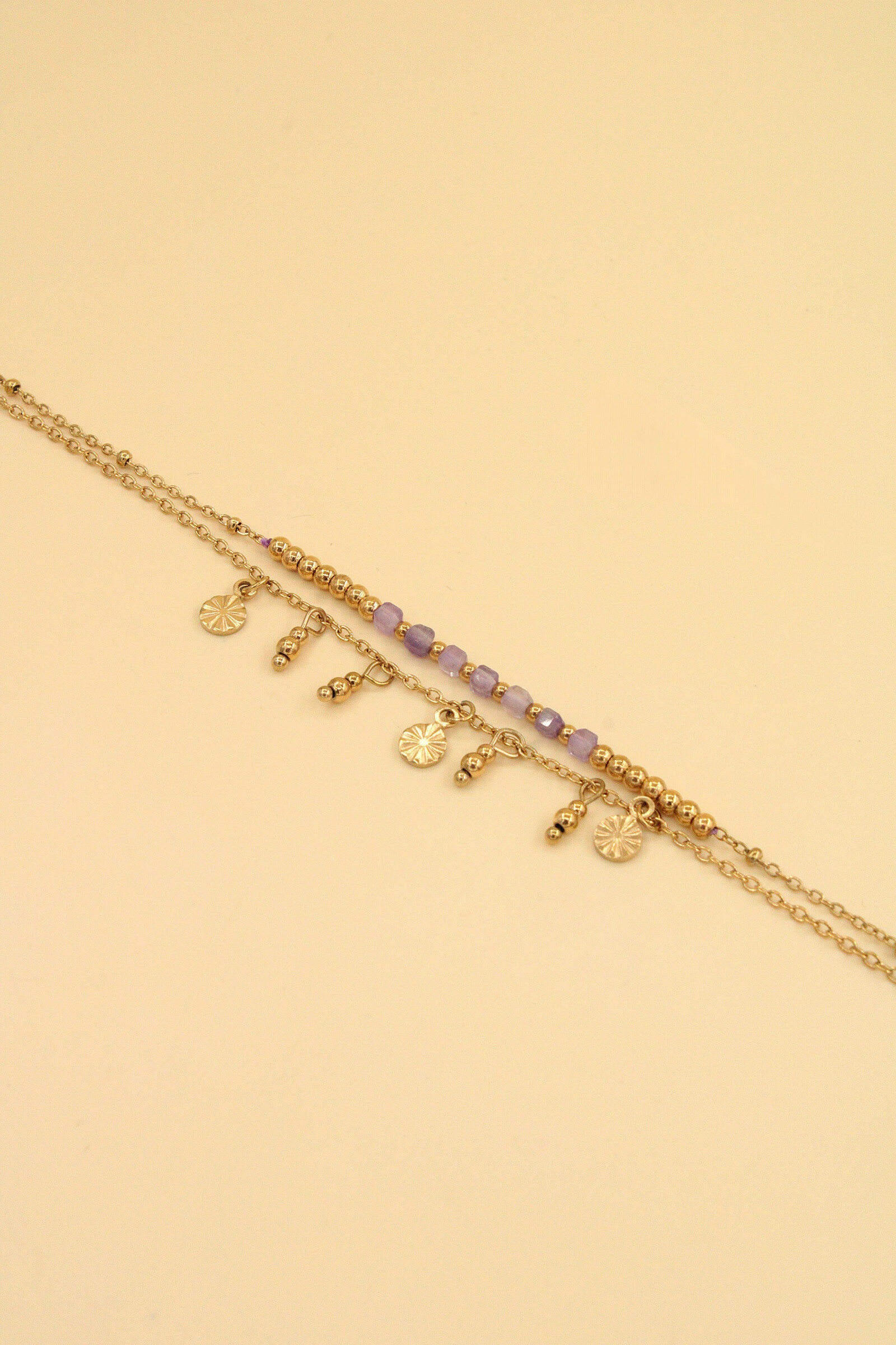 Grossiste MAISON OKAMI - Bracelet double rang avec charms floraux et perles