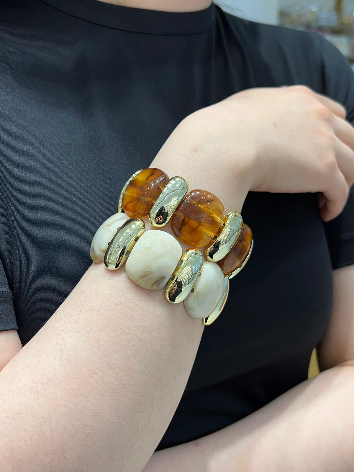 Grossiste MAISON OKAMI - Bracelet chunky en résine marbrée