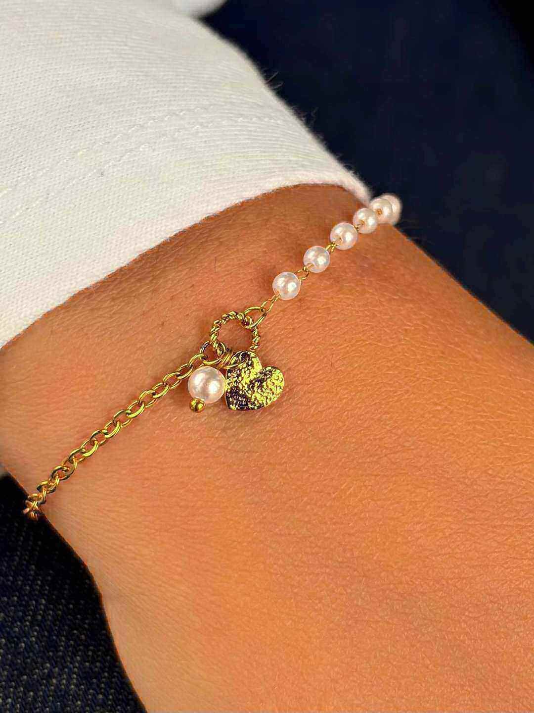 Wholesaler MAISON OKAMI - Stainless Steel Bracelet with Heart Charm and Beads