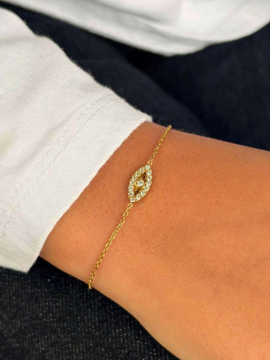 Grossiste MAISON OKAMI - Bracelet œil en acier inoxydable avec strass