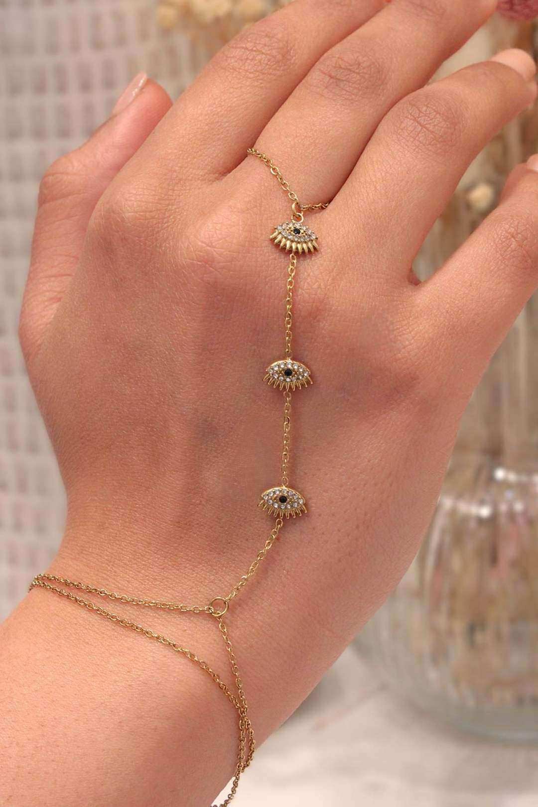 Mayorista MAISON OKAMI - Pulsera de cadena de mano con diseño de ojo en acero inoxidable