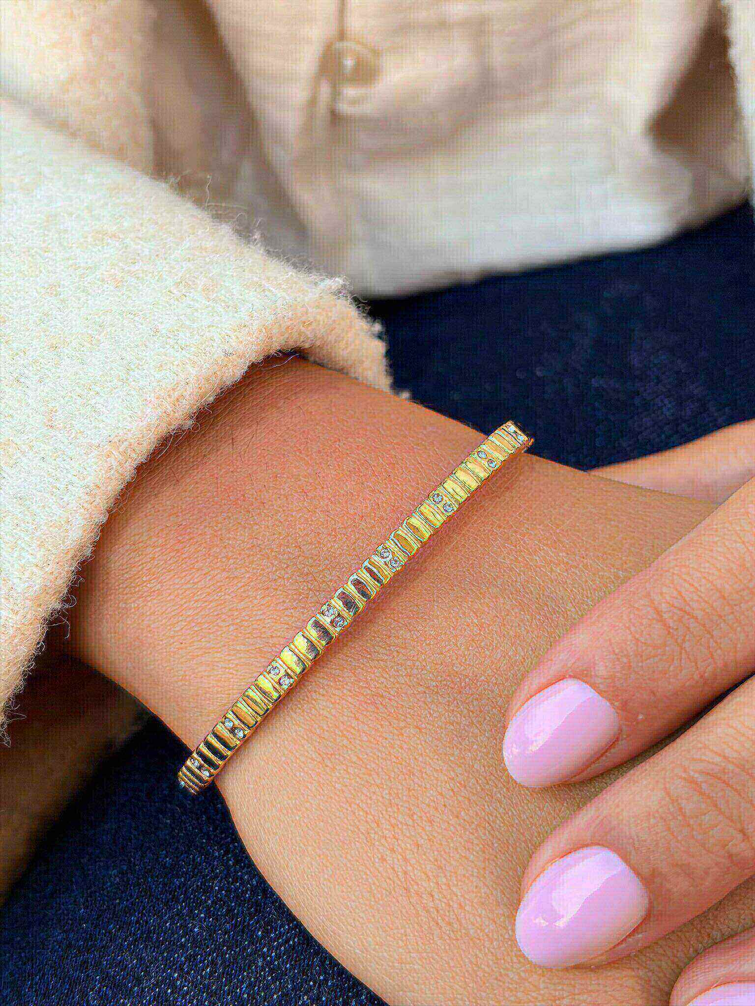 Wholesaler MAISON OKAMI - Stainless Steel Cuff with Geometric Patterns