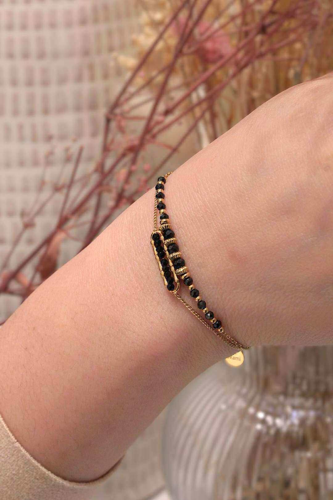 Grossista MAISON OKAMI - Bracciale a doppia catena con pietra naturale