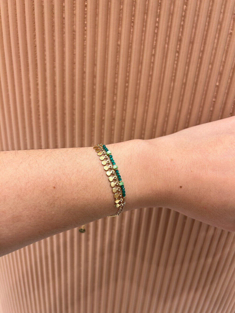 Wholesaler MAISON OKAMI - Double row bracelet with sequins and pearls
