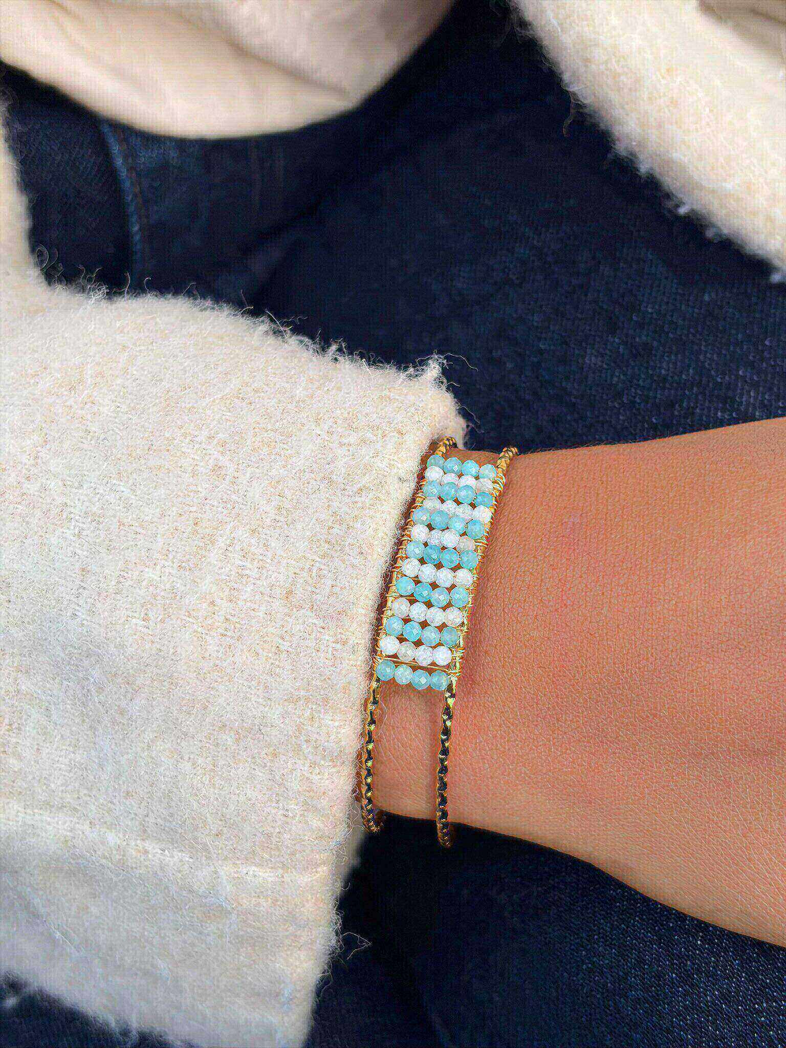 Wholesaler MAISON OKAMI - Stainless Steel Cuff with Geometric Patterns