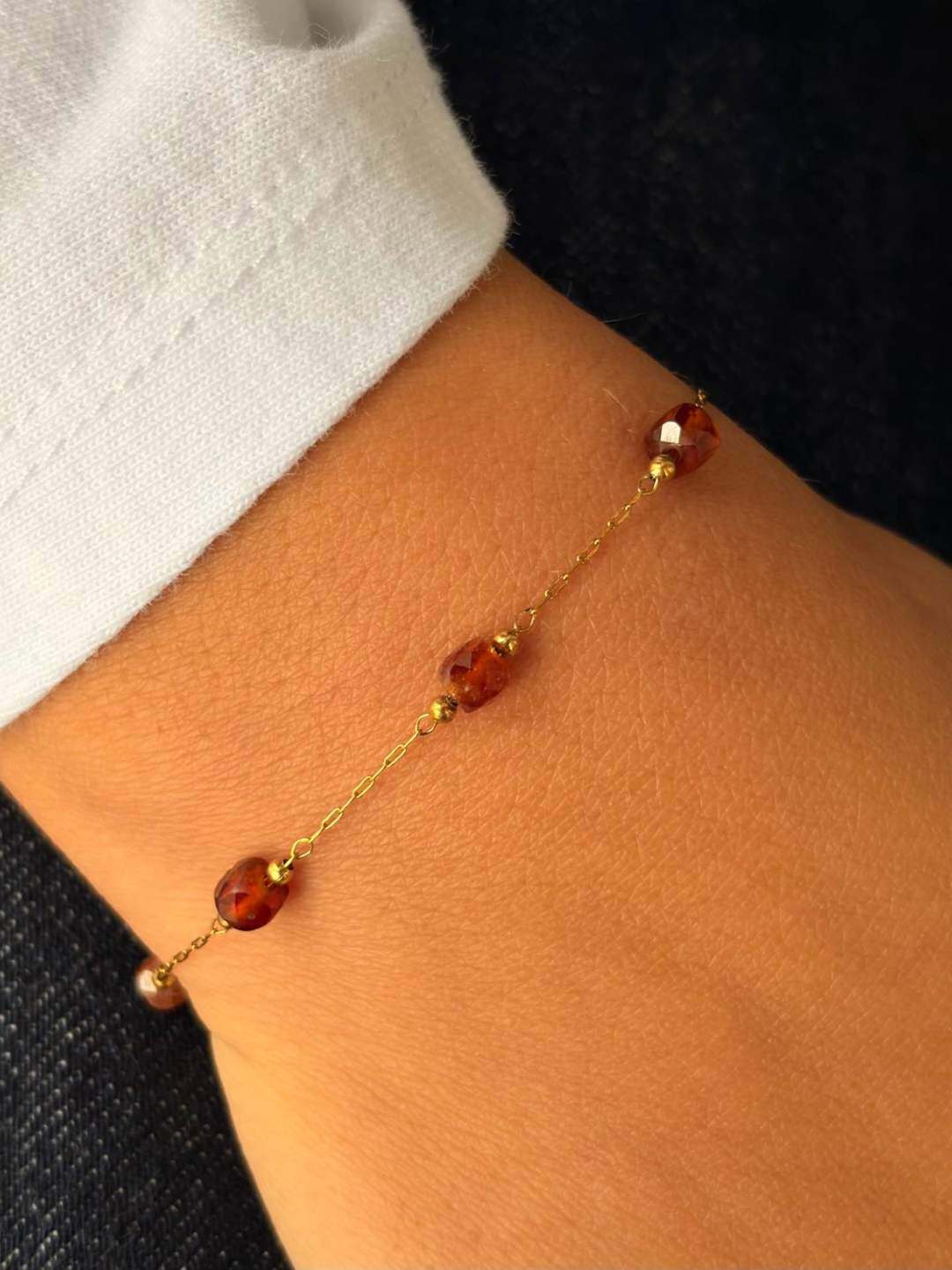 Wholesaler MAISON OKAMI - Stainless Steel Bracelet with Links and Natural Stone