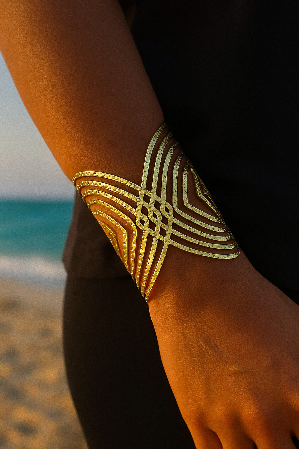 Grossiste MAISON OKAMI - Bracelet manchette graphique en acier inoxydable – Design ajouré