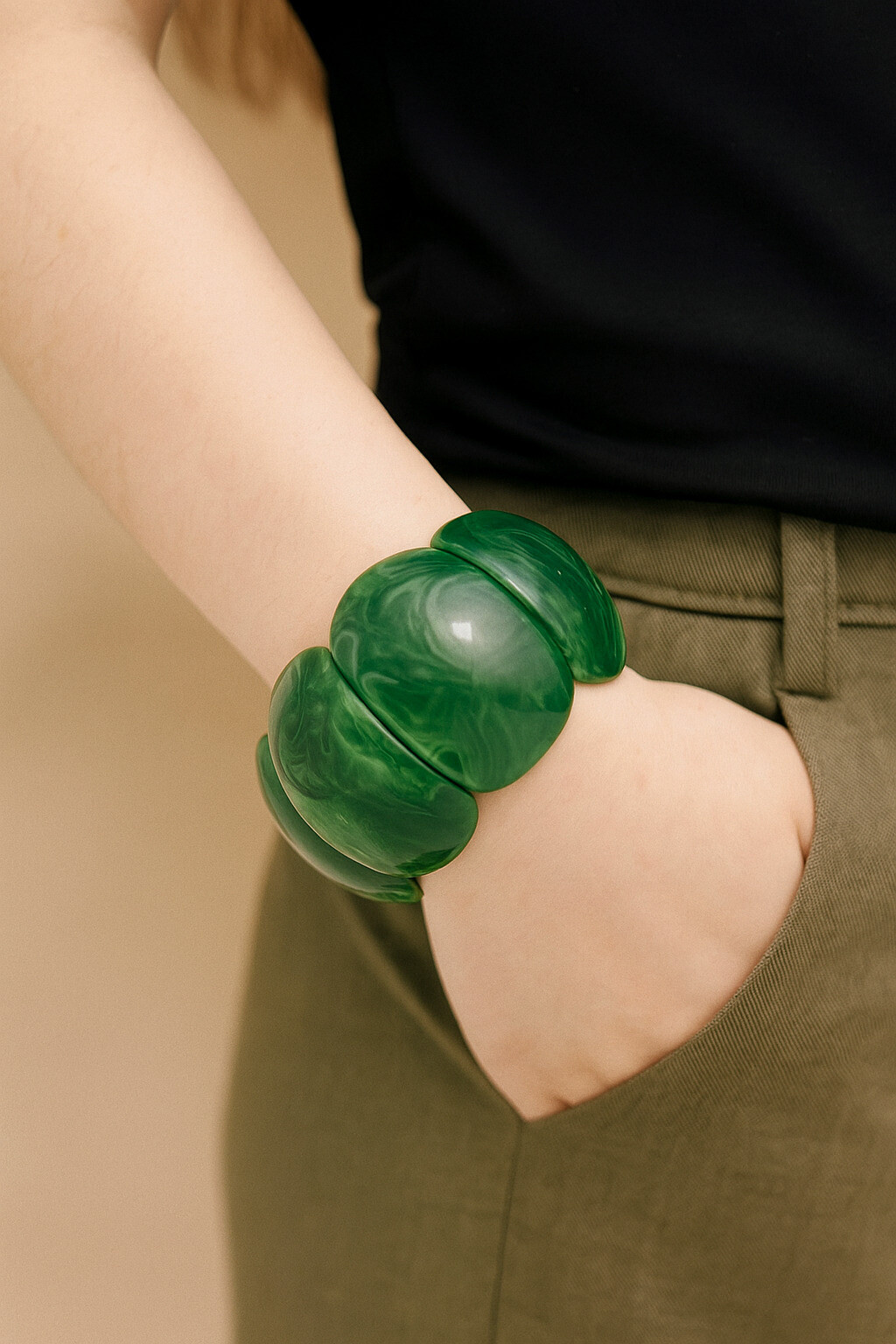 Grossiste MAISON OKAMI - Bracelet large en résine effet marbré