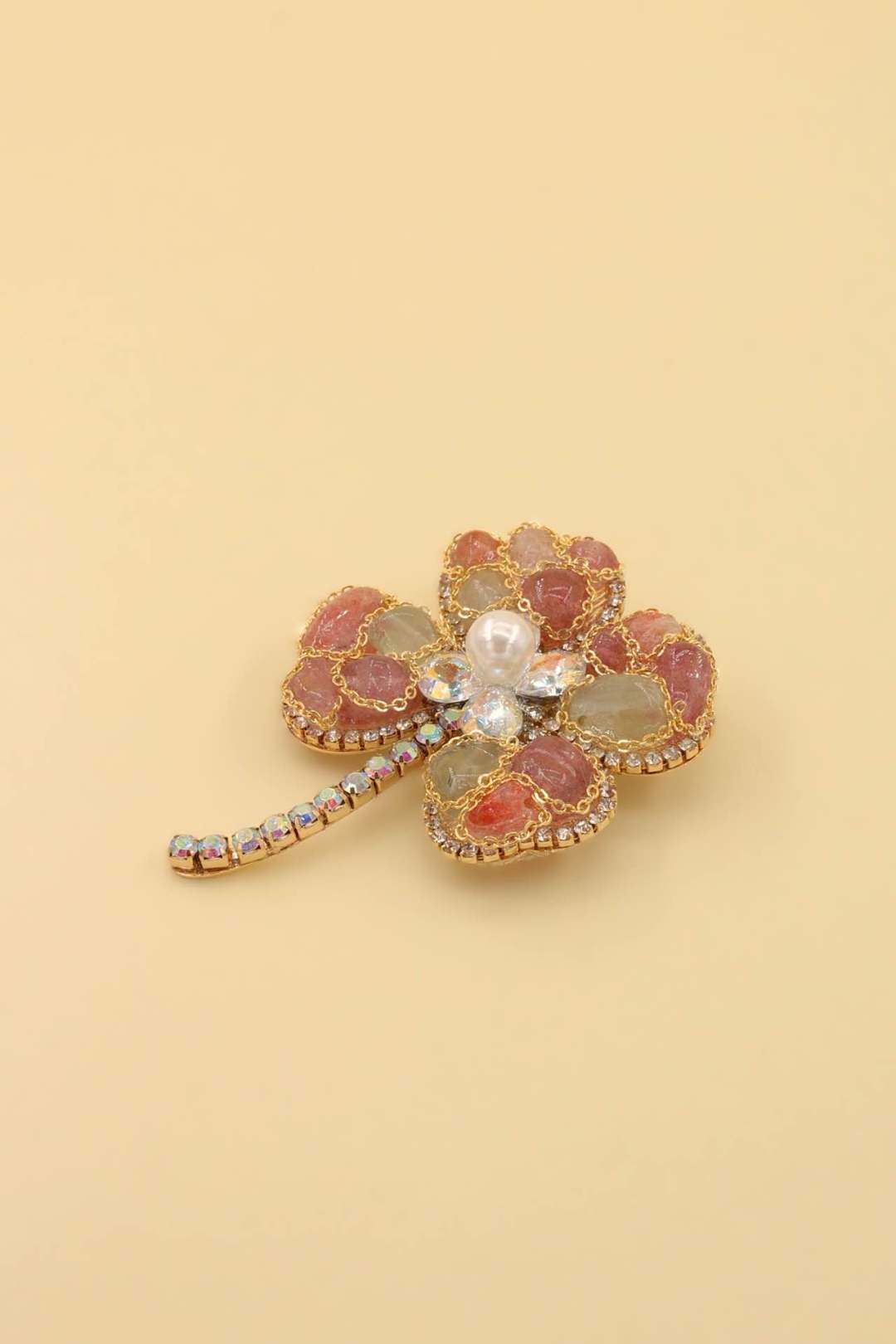 Wholesaler MAISON OKAMI - Brass Flower Brooch with Zircon