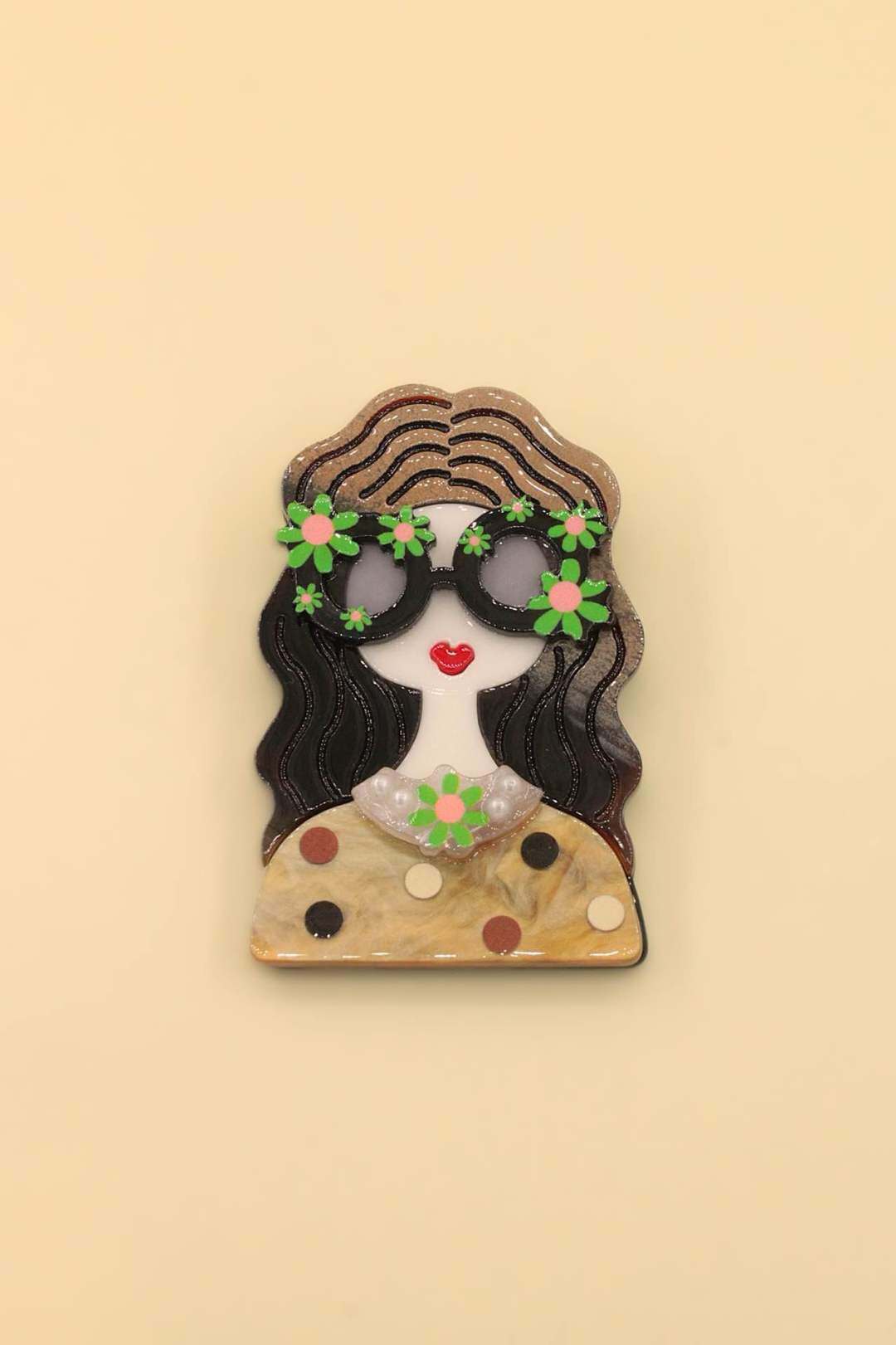 Wholesaler MAISON OKAMI - Floral Portrait Brooch & Resin