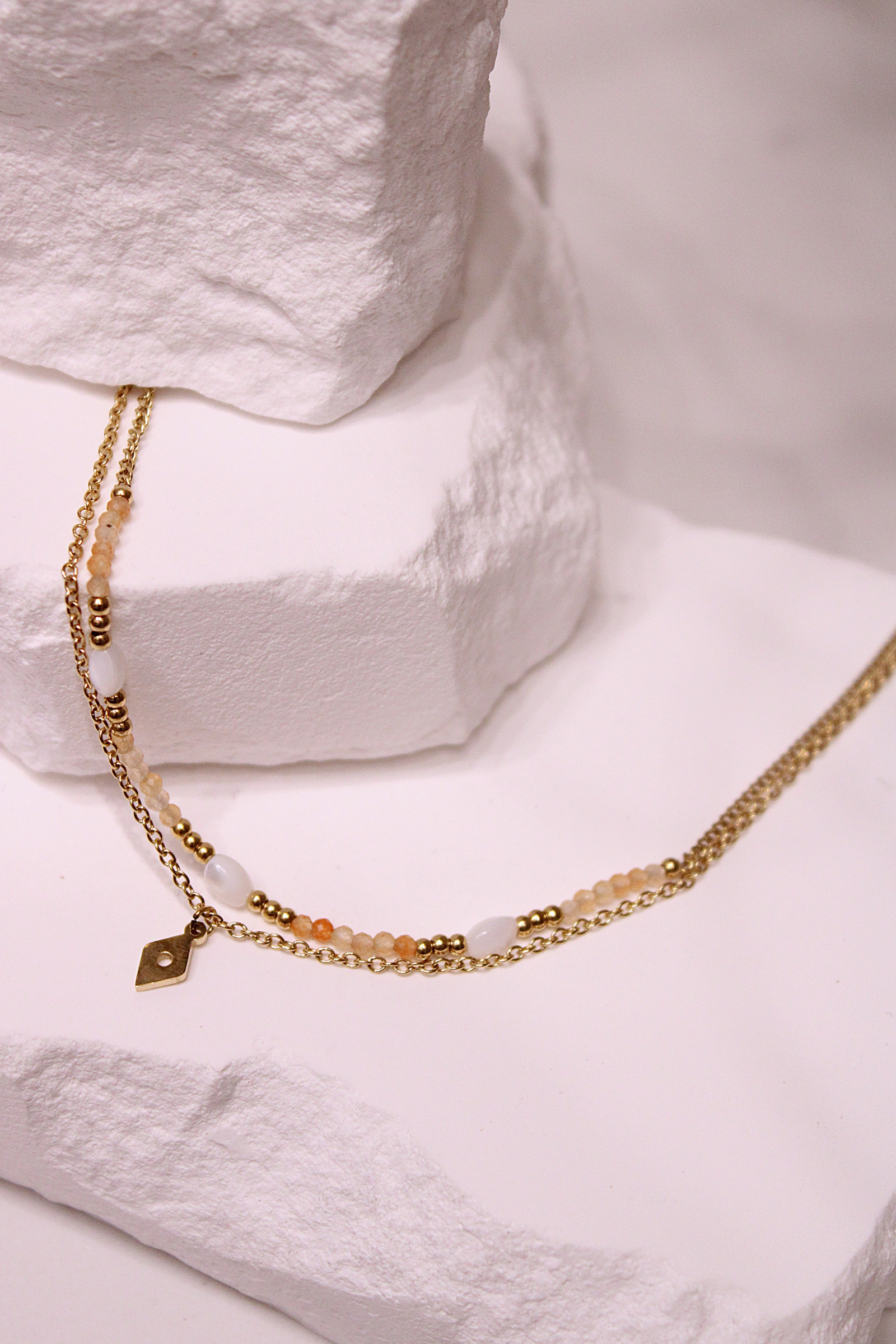 Wholesaler MAISON OKAMI - Double row ankle chain with natural stones