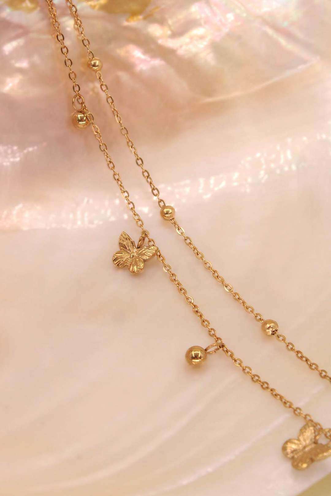 Wholesaler MAISON OKAMI - Ankle chain with butterfly patterns and beads