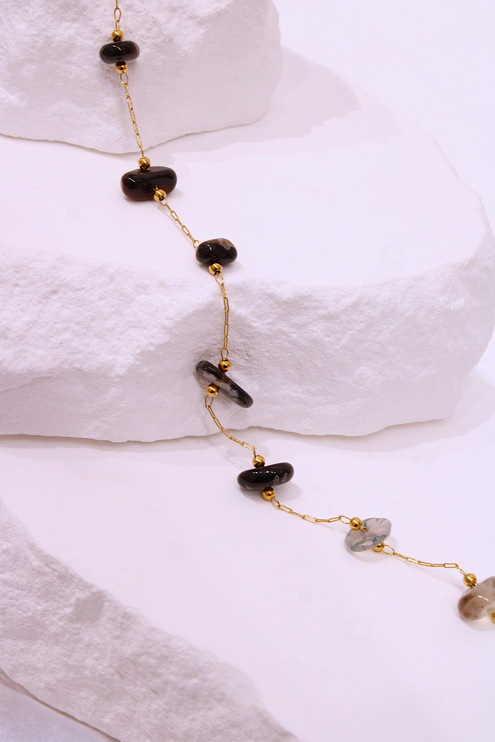 Wholesaler MAISON OKAMI - Ankle chain natural stones & golden links