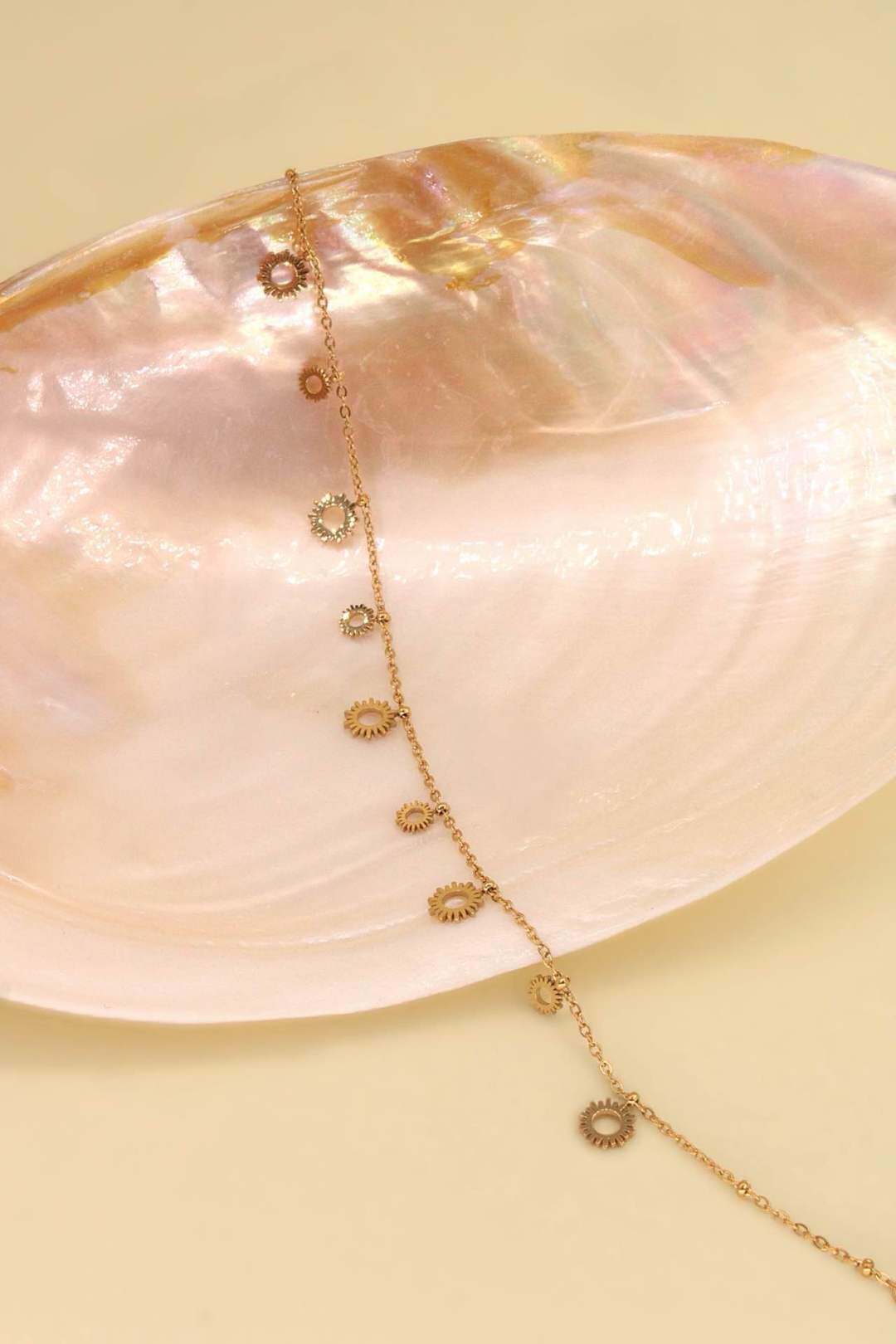 Wholesaler MAISON OKAMI - Stainless steel anklet with sun motifs