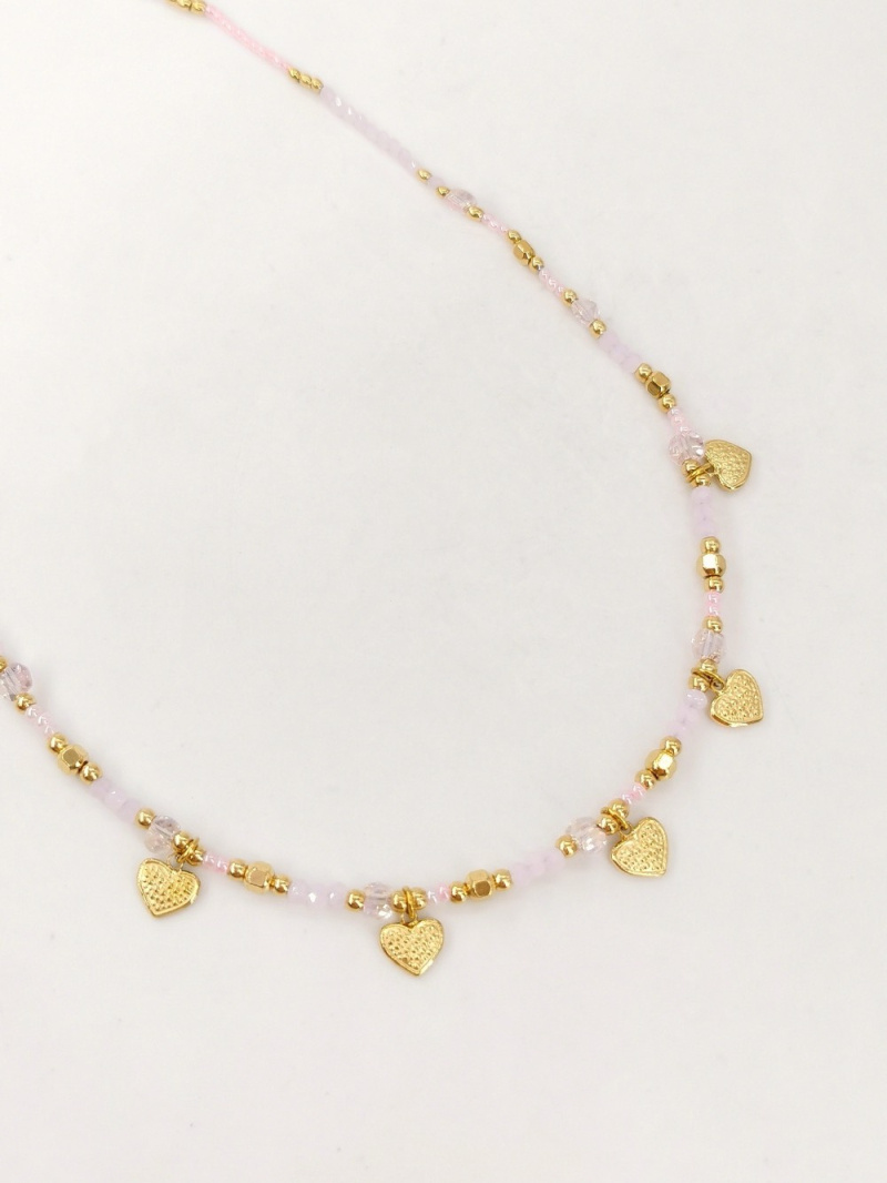 Wholesaler MAISON OKAMI - Crystal Necklace with Heart Tassels and Adjustable Chain