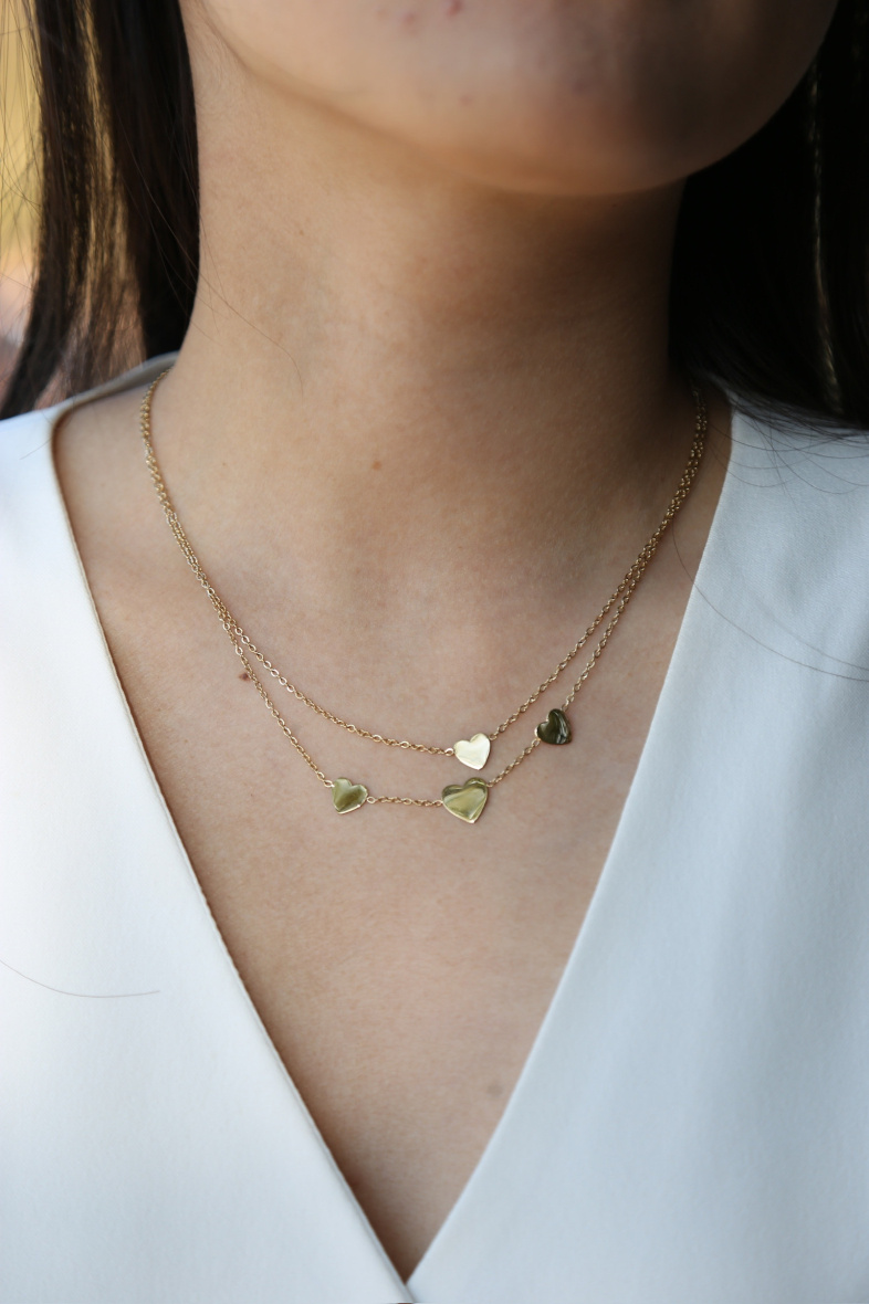 Grossiste MAISON OKAMI - Collier double rangs avec pendentifs cœurs - Amour éternel par Maison Okami