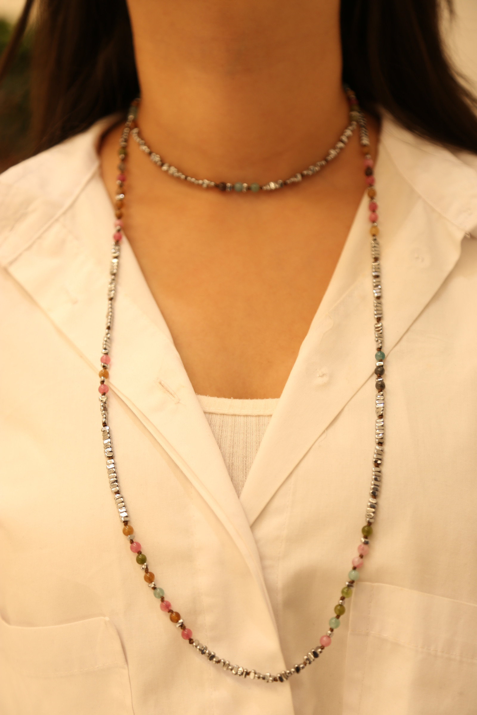 Grossiste MAISON OKAMI - Collier double rang en pierre naturelle délicates