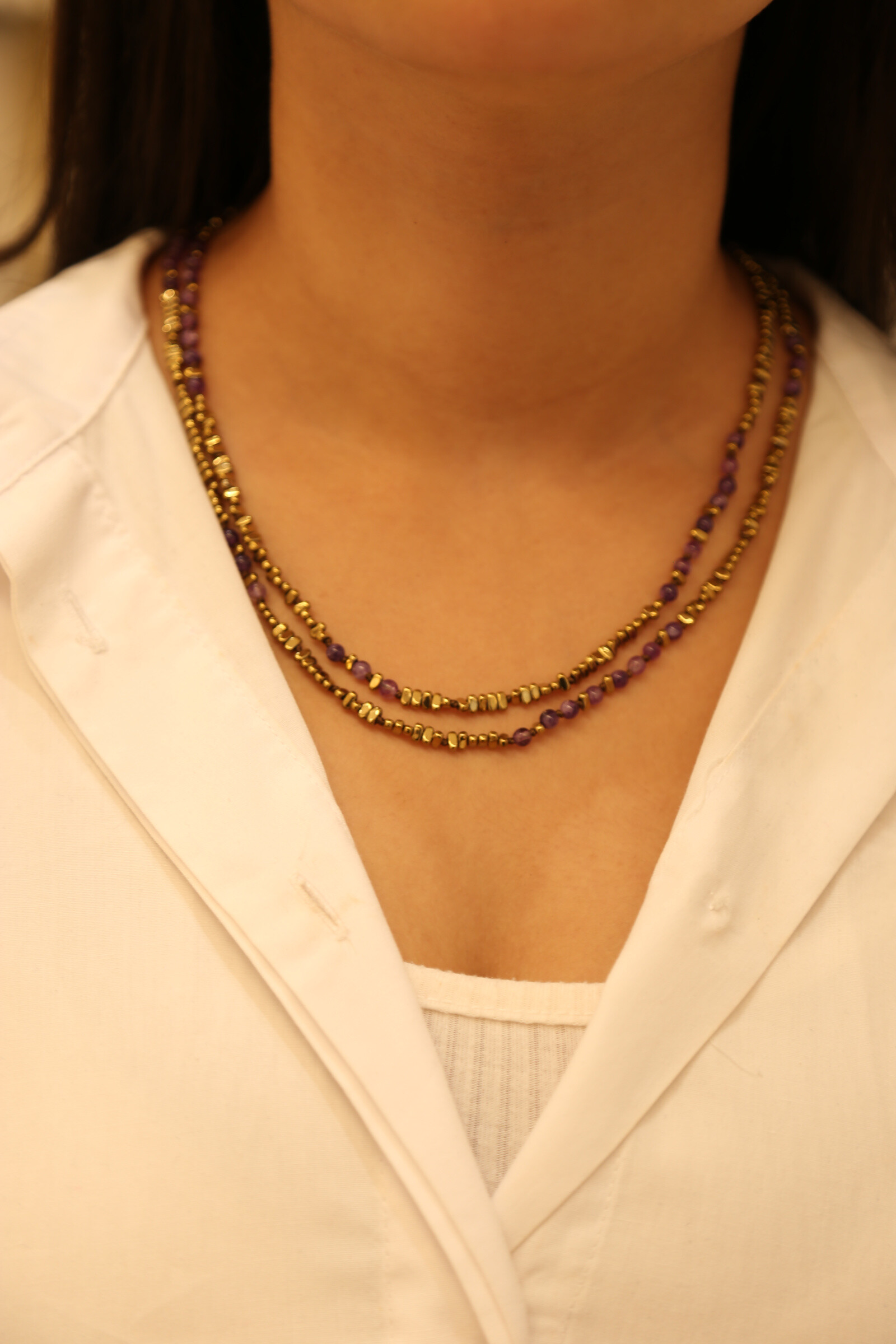 Grossista MAISON OKAMI - Collana doppio filo in pietra naturale delicata