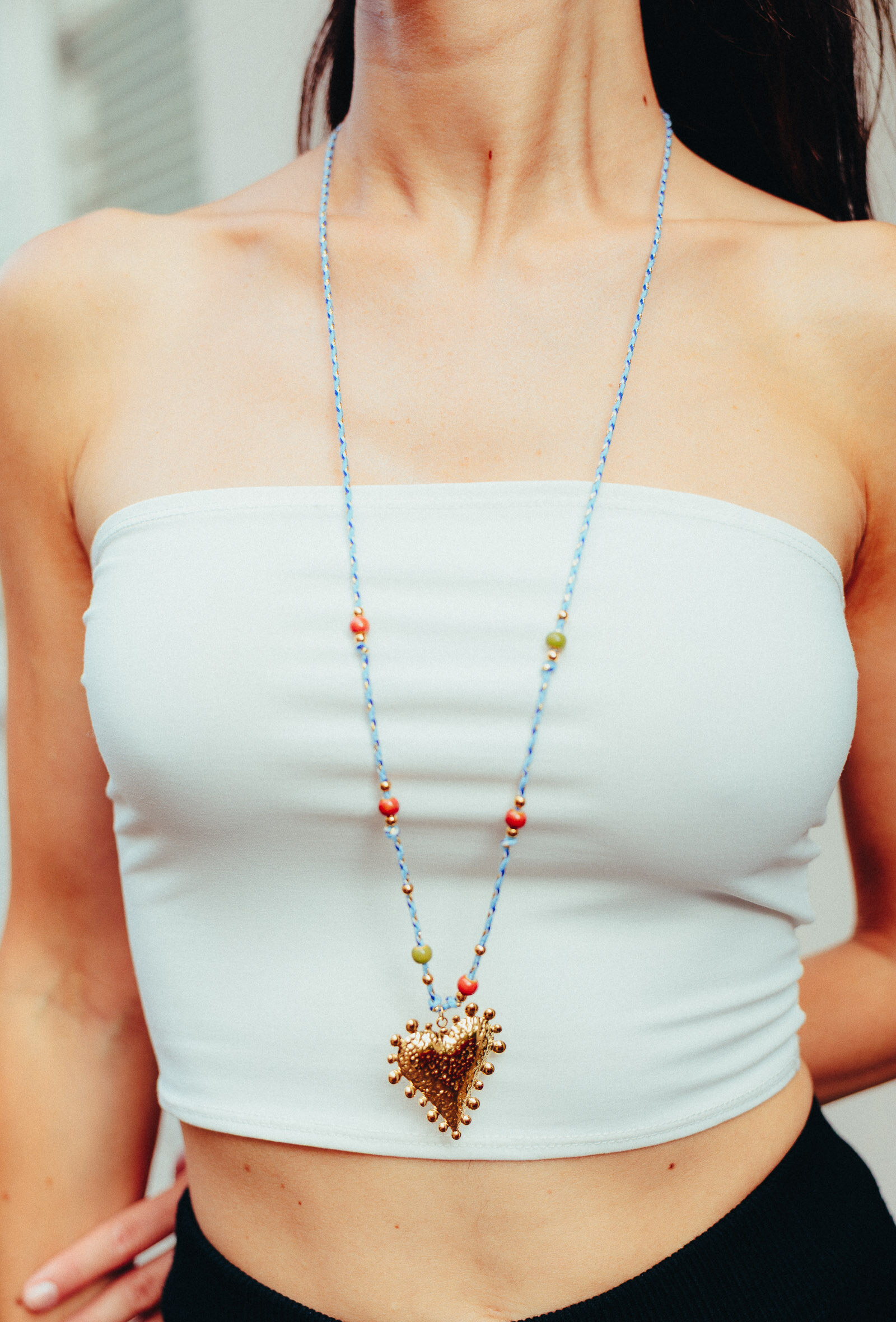 Wholesaler MAISON OKAMI - Baroque heart stainless steel necklace - Bohemian talisman