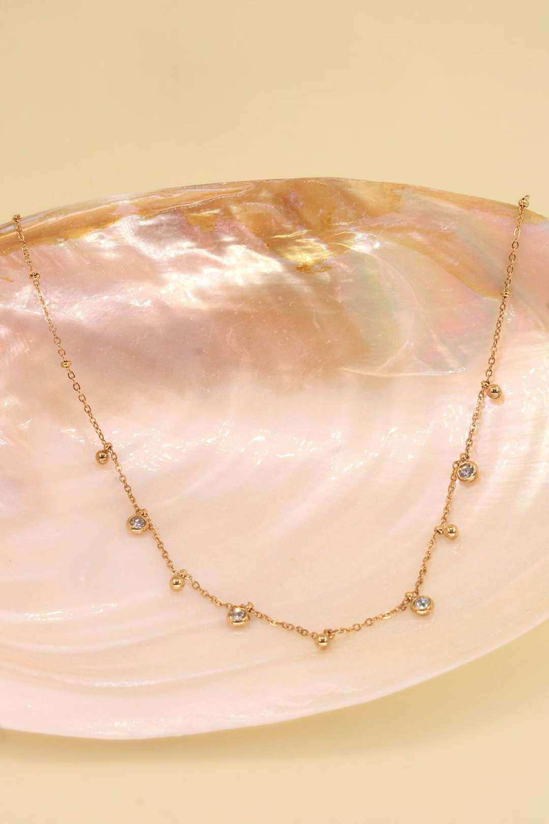 Mayorista MAISON OKAMI - Collar de cadena con perlas y circonitas