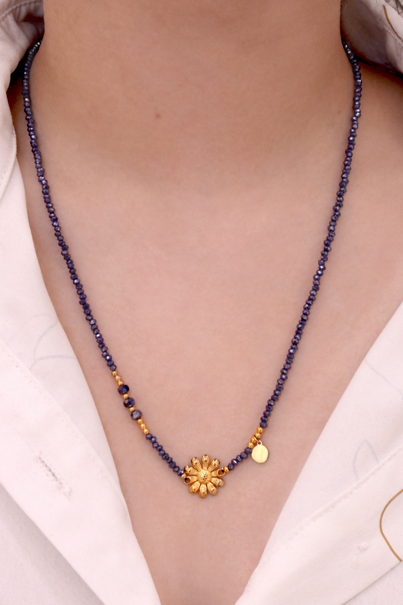 Grossiste MAISON OKAMI - Collier fleur dorée