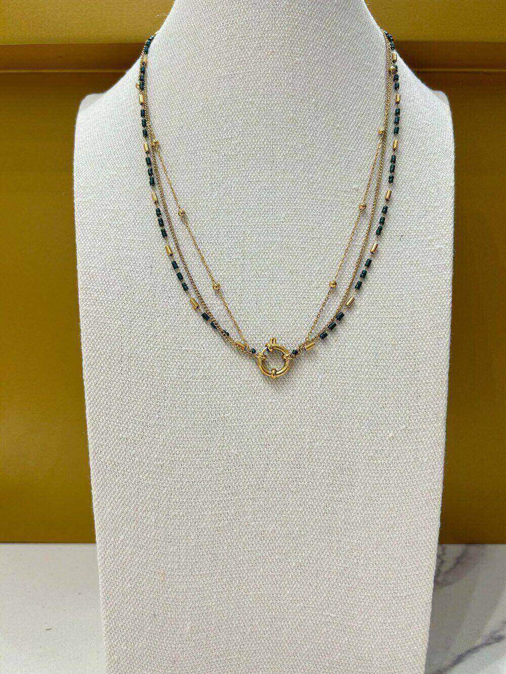 Mayorista MAISON OKAMI - Collar de doble hilera con colgante de círculo en relieve