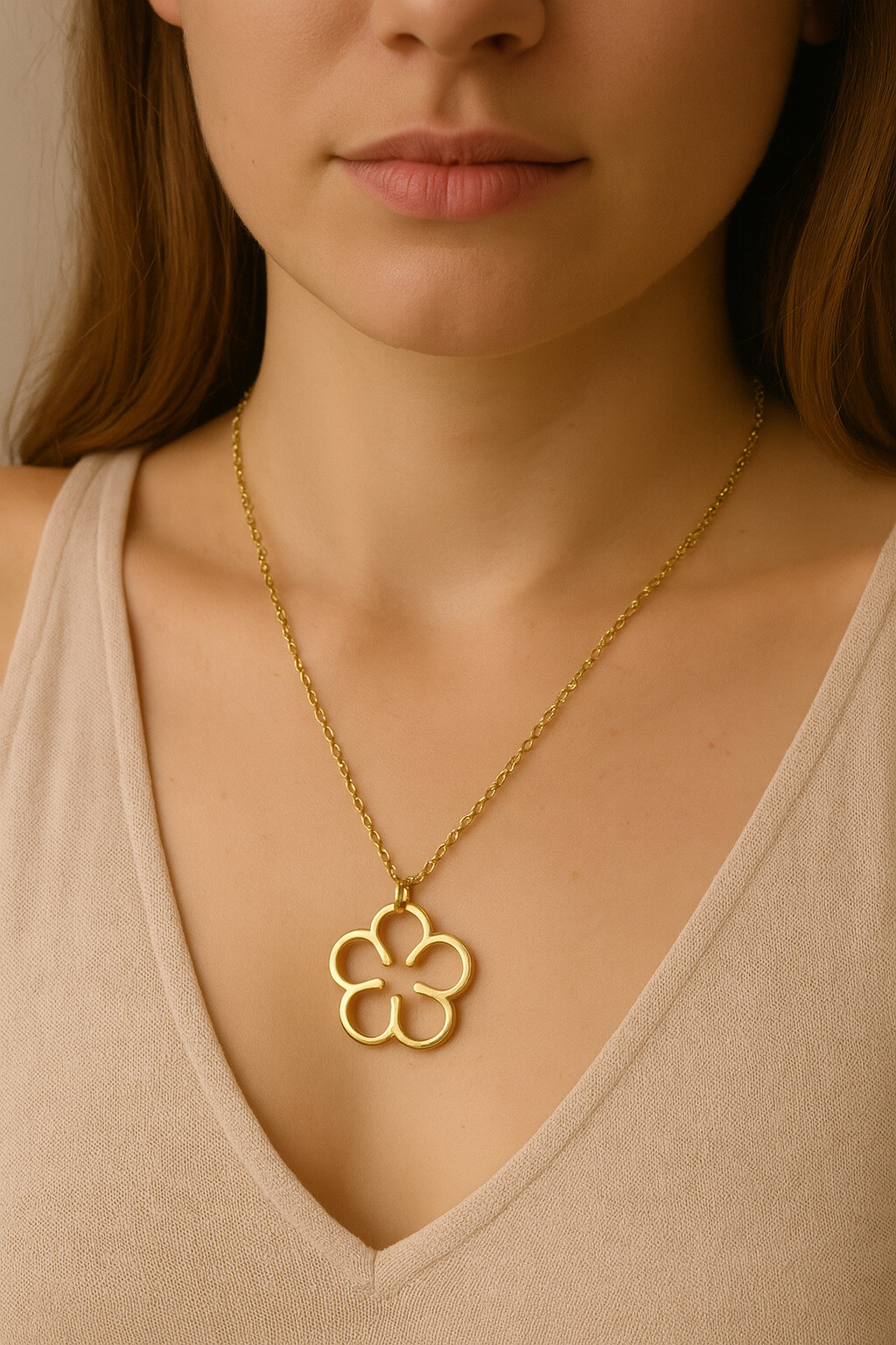 Grossiste MAISON OKAMI - Collier fleur stylisée en acier inoxydable